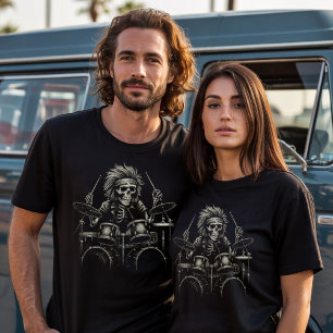 T-shirt Drummer de Skeleton Rock - Musique Éffrayante d'Ha