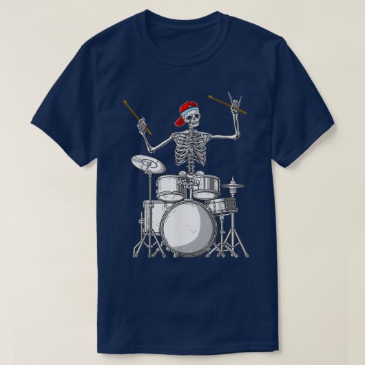 T-shirt Drummer de squelette Costume d'Halloween Jouer des (Design devant)