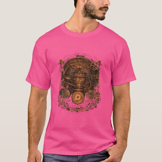 T-shirt Drummer Drum Set Steampunk Drumset Drumming Drums  (Devant)