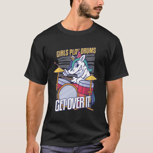 T-shirt Drummer Drums Band Unicorn (Devant)