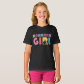 T-shirt Drummer Girl Retro Vintage (Devant entier)