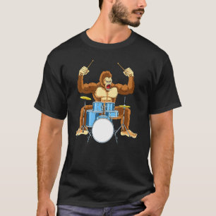 T-shirt Drummer Gorilla Drum Player Kit Snare Hi-Casquette