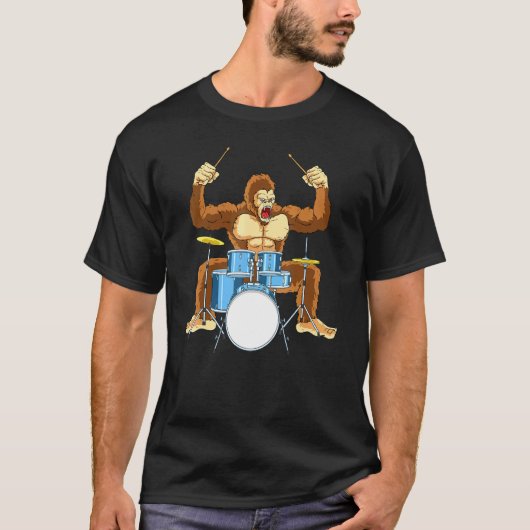 T-shirt Drummer Gorilla Drum Player Kit Snare Hi-Casquette (Devant)