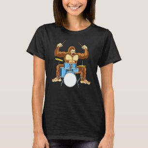 T-shirt Drummer Gorilla Drum Player Kit Snare Hi-Casquette