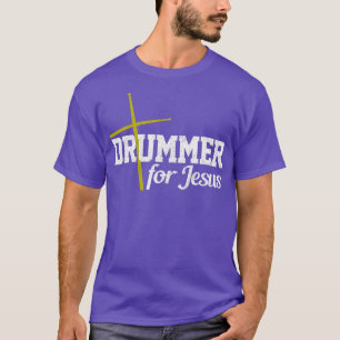 T-shirt Drummer Mens Pour Jesus Christian Drummer Cross Gi
