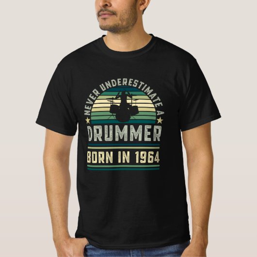 T-shirt Drummer né 1964 60e Anniversaire Drumming Dons (Devant)