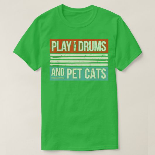T-shirt Drummer Retro Drumming Drumming Percussion I Kitty (Design devant)