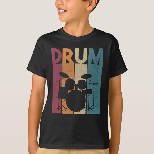 T-shirt Drummer Vintage Rock Music Retro (Devant)