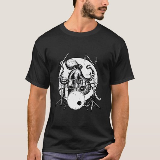 T-shirt Drummers Cadeau Imprimer Cool Drumming Octopus (Devant)
