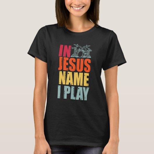 T-shirt Drums Drummer Drumming Percussion Jesus Christian (Devant)