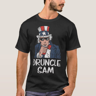 T-shirt Druncle Sam Funny Oncle Sam Beer 4 juillet