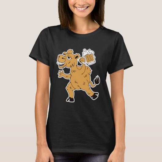 T-shirt Drunk brown camel with beer for party holidays (Devant)
