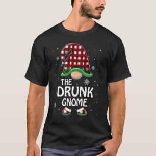 T-shirt Drunk Gnome Buffalo Red Plaid Matching Family Chri