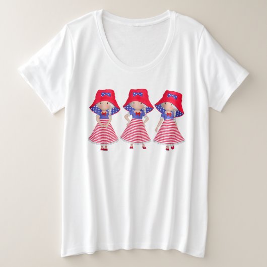 T-shirt du 4 juillet Plus Size avec poupées (Design devant)