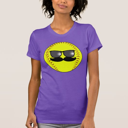 T-shirt du base-ball de Fastpitch de moustache (Devant)
