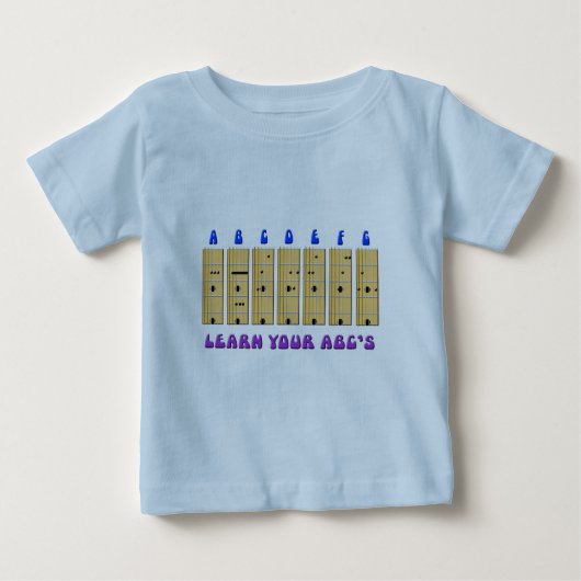 T-shirt du bébé d'ABC de guitare (Devant)