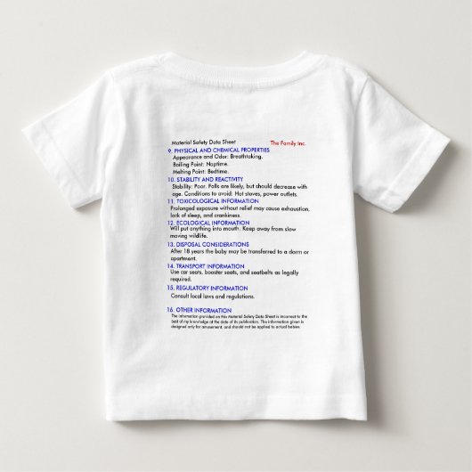 T-shirt du bébé MSDS (Dos)