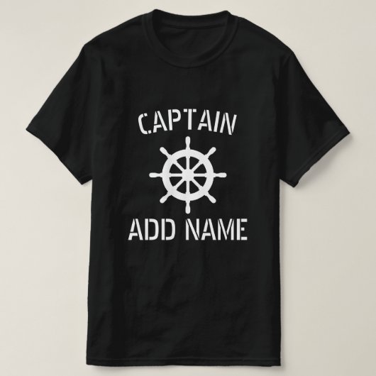 T-shirt du capitaine de bateau noir avec logo de l (Design devant)