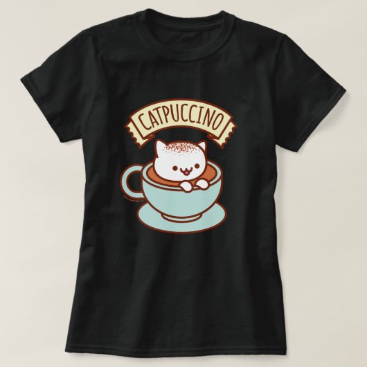 T-shirt du chat des femmes - "CATPUCCINO " (Design devant)