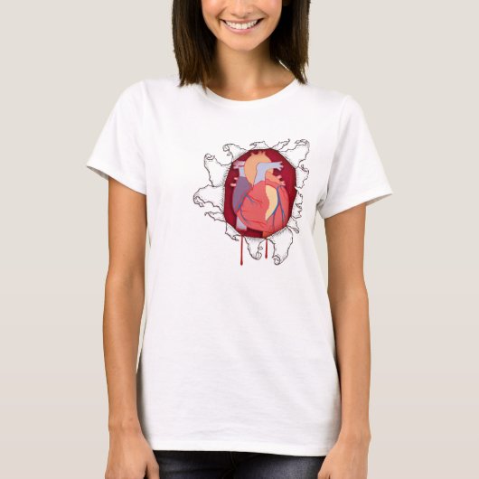 T-Shirt Du Coeur À Travers La Poitrine (Devant)