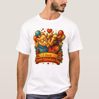 T-shirt du couple de vaches mignon pour la Saint-V