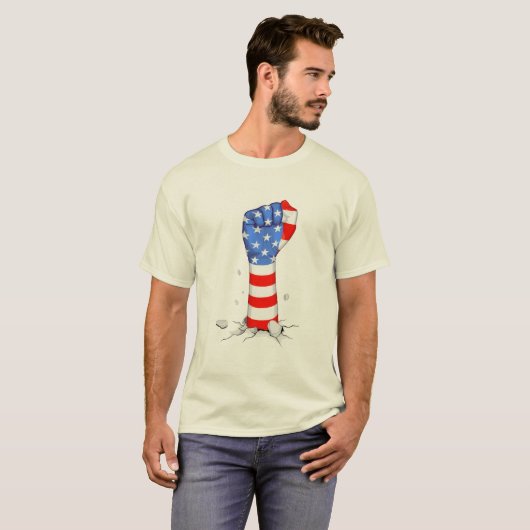 T-shirt du drapeau américain à main (Devant entier)