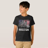 T-shirt du drapeau américain de Boston Skyline (Devant entier)