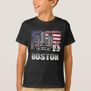 T-shirt du drapeau américain de Boston Skyline