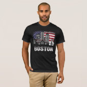 T-shirt du drapeau américain de Boston Skyline (Devant entier)
