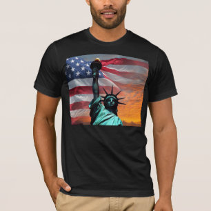 T-shirt du drapeau américain de la Statue de la Li