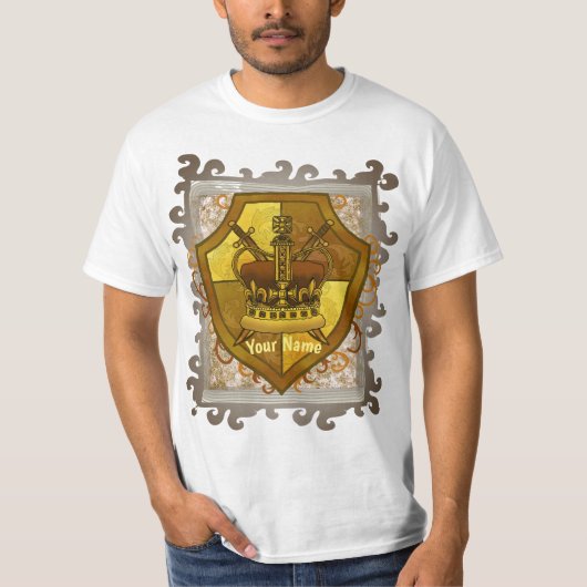 T-shirt du nom de famille Crown Sword Shield (Devant)