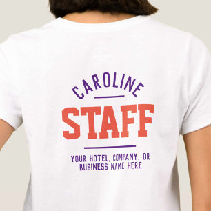 T-Shirt Du Personnel D'Accueil Imprimé Des Deux Cô