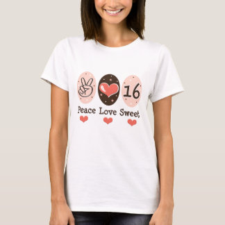 T-shirt du sweet sixteen 16 d'amour de paix