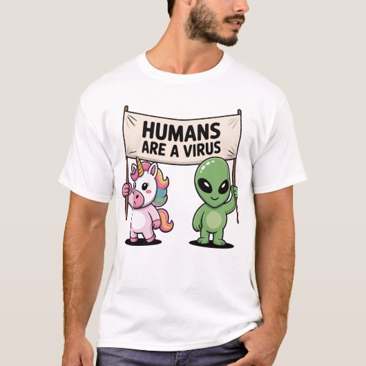 T-shirt du virus de la licorne d'Alien (Devant)