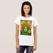 T-shirt du visage de Tara vert de déesse (Devant entier)