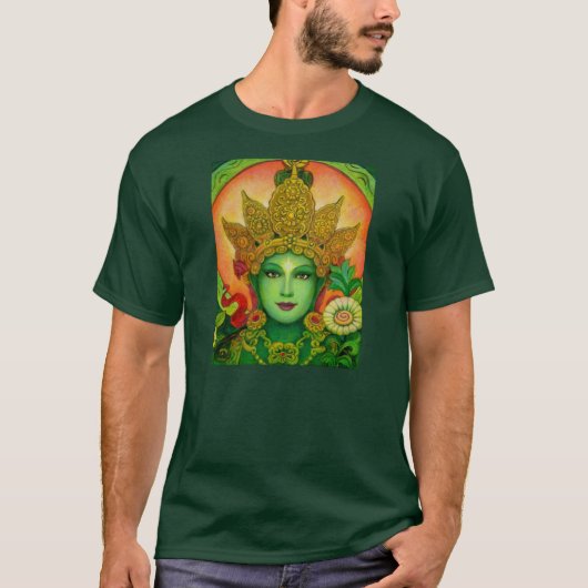 T-shirt du visage de Tara vert de déesse (Devant)