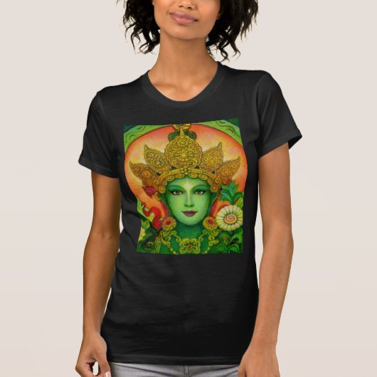 T-shirt du visage de Tara vert de déesse (Devant)
