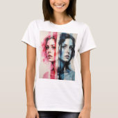 T-shirt Dualité Rouge et Bleue - Portraits jumeaux dans Ab (Devant)