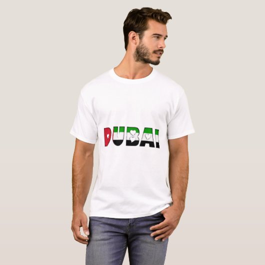 T-shirt Dubaï UAE Hearts Typographie Pays Drapeau (Devant entier)
