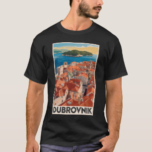 T-shirt Dubrovnik Croatie Illustration Voyage Art Vintage
