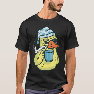 T-shirt Duck Animal Bird with Coffee Drinking Funny Coffee