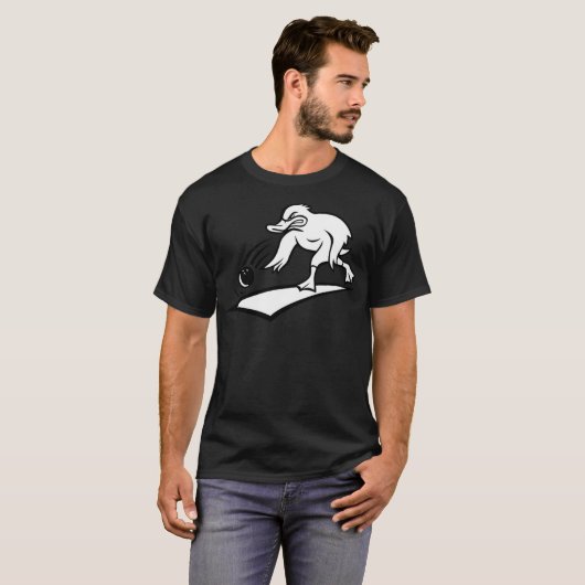 T-shirt Duck Bowler Bowling Ball Carton noir et noir d (Devant entier)