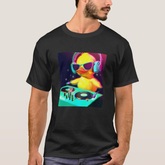 T-shirt Duck Chick DJ Party Club Disque Jockey Gif EDM Dan (Devant)