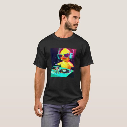 T-shirt Duck Chick DJ Party Club Disque Jockey Gif EDM Dan (Devant entier)