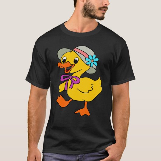 T-SHIRT DUCK DUCKLING CASQUETTE RIBBON EASTER DUCK GOOSE B (Devant)