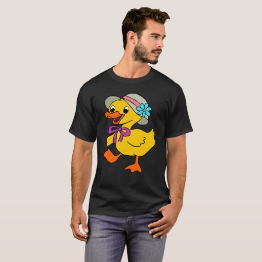 T-SHIRT DUCK DUCKLING CASQUETTE RIBBON EASTER DUCK GOOSE B (Devant entier)