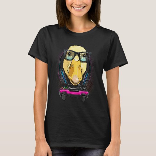 T-shirt Duck Gamer Pc Ordinateur Jeu Vidéo Jeux En Diffusi (Devant)