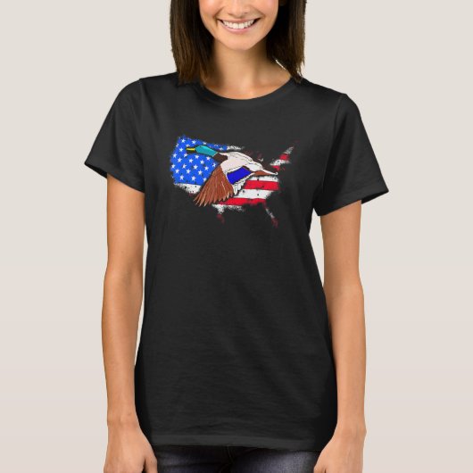 T-shirt Duck Hunter American Flag (Devant)