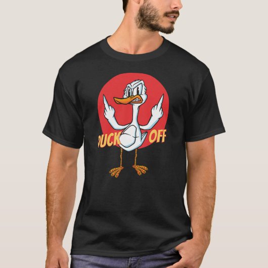 T-shirt Duck Off Sarcastic Funny Middle Finger Pun Duck Ca (Devant)