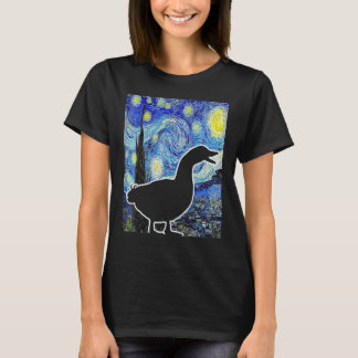 T-shirt Duck Starry Night Van Gogh Funny Duck Farmer